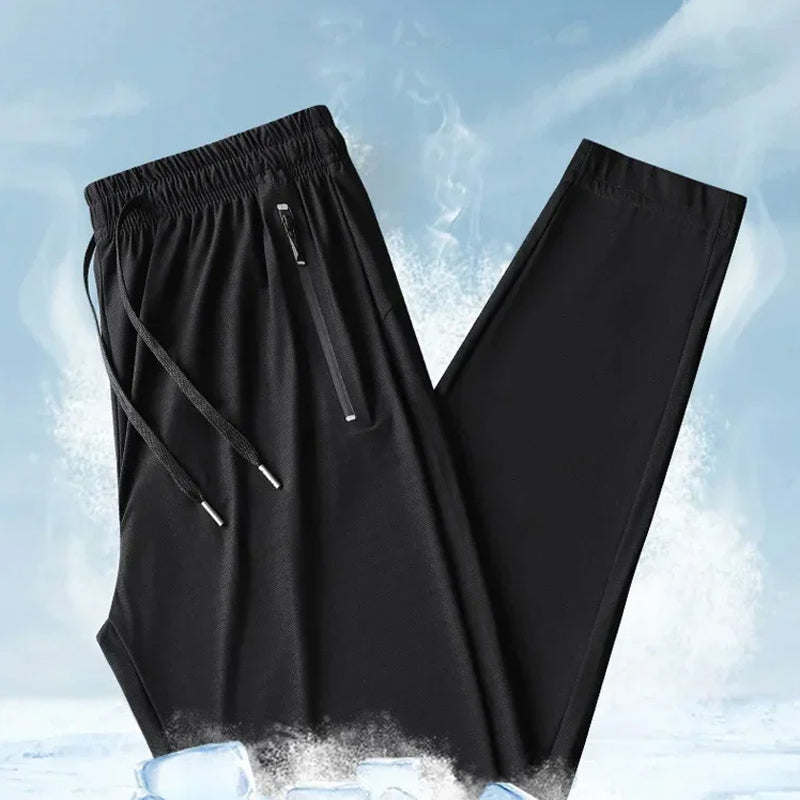 Men's quick-dry ice silk zippered pants