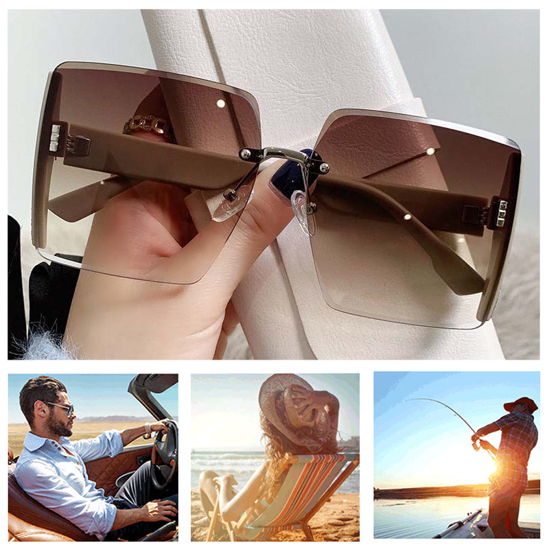 Rimless Cut Edge Slim Face Sunglasses