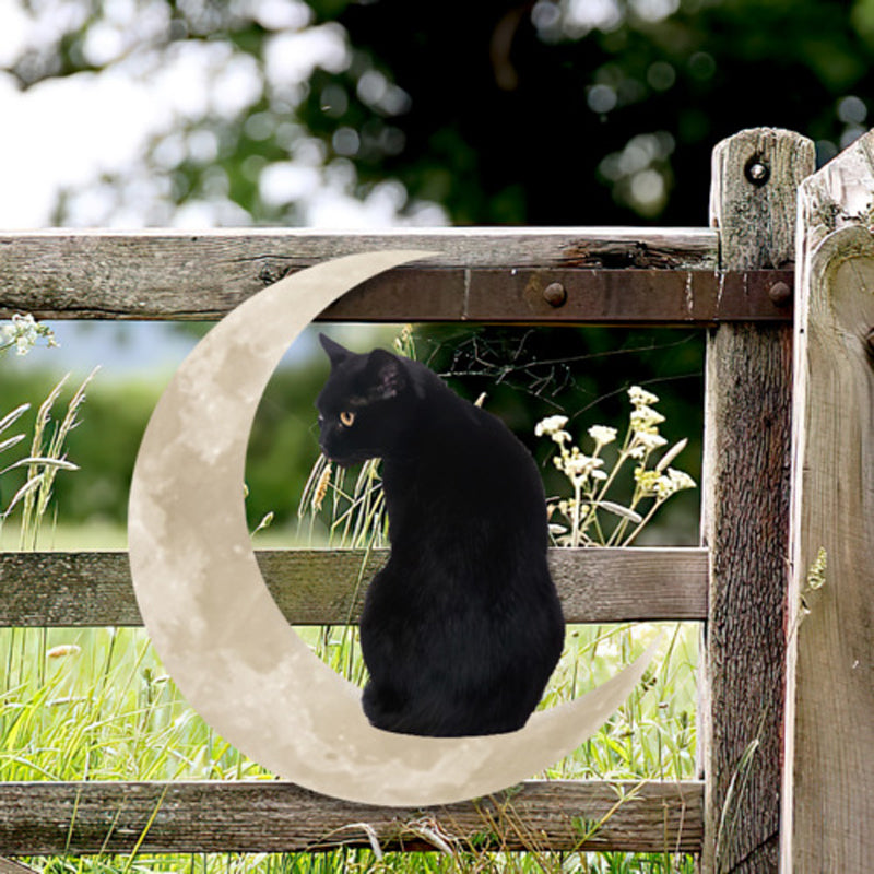 Black Cat Moon Hanging Metal Sign