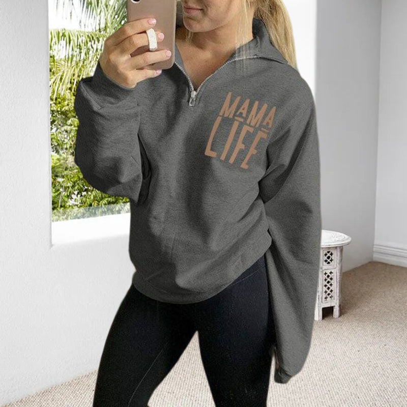Stylish Letter Print Zip Sweatshirt