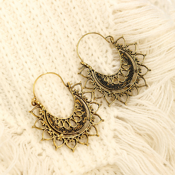 Bohemian Flower Hoop Earrings