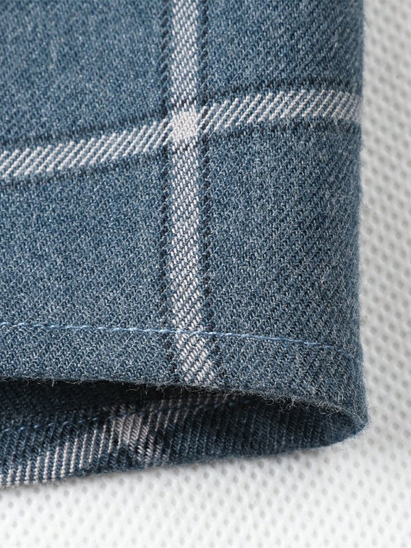 Men's Business Casual Plaid Long Sleeve Shirt
