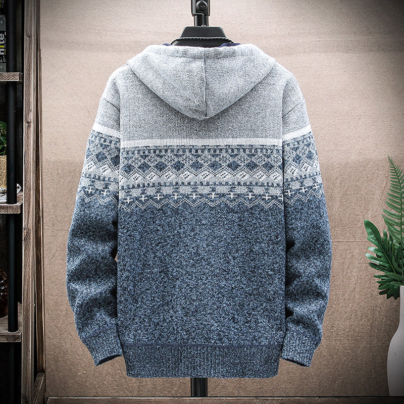 Hooded Cardigan Knitted Sweater