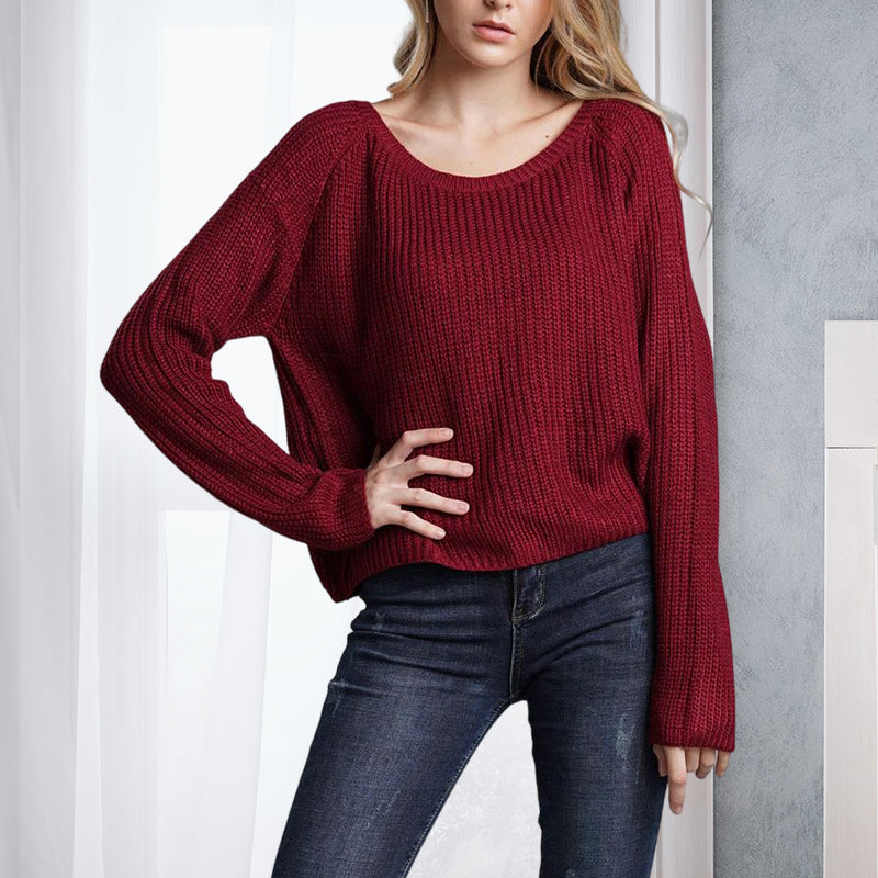 Women's Solid Color Knitted Sweater