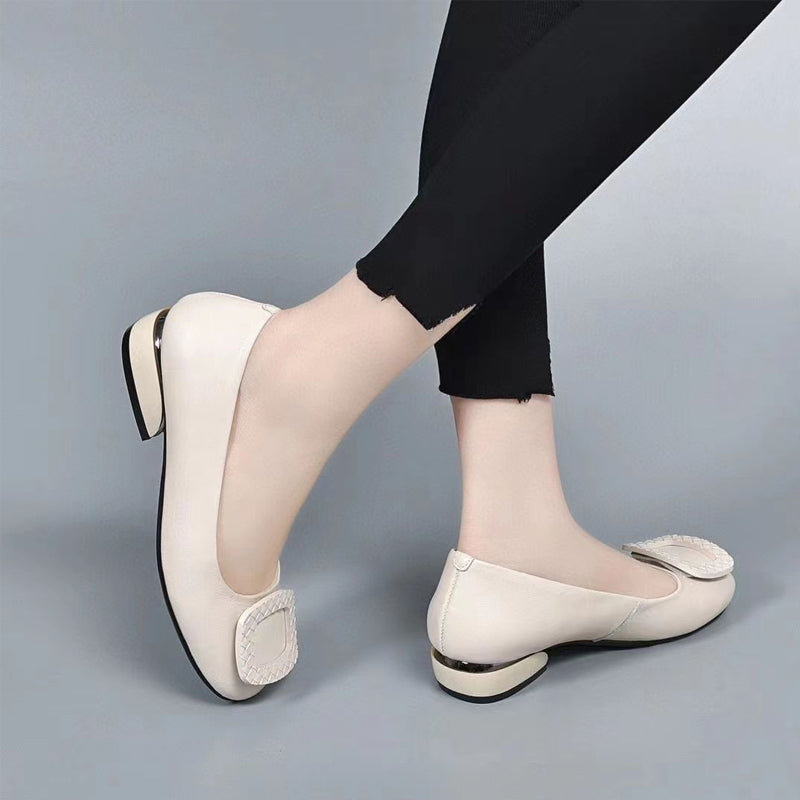Medium Heel Leather Shoes
