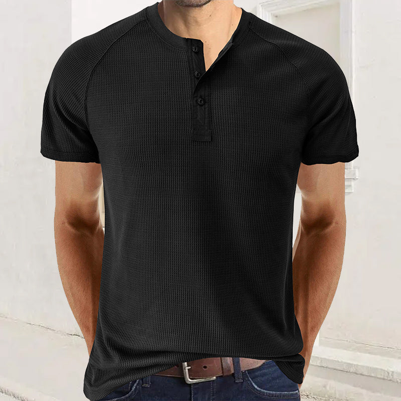 Plain Henley Short Sleeve T-Shirt