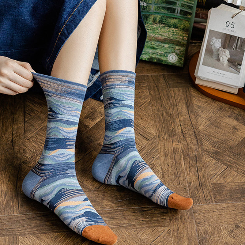 Oil Painting Style Abstract Style Socks