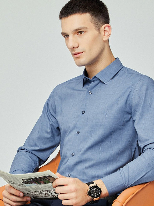 Men's Striped Jacquard Casual Long Sleeve Shirt