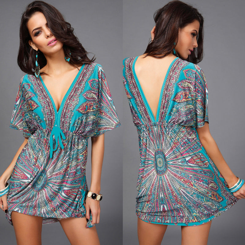 Summer V-Neck Printed Dress