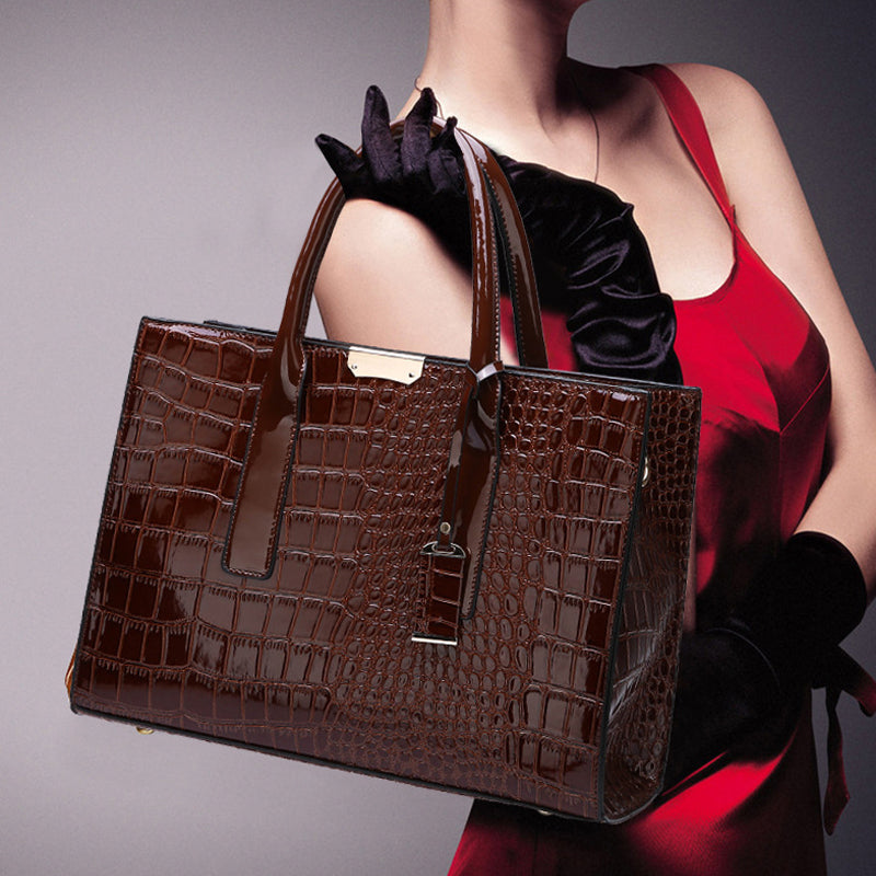 Crocodile Pattern Leather Ladies Handbag