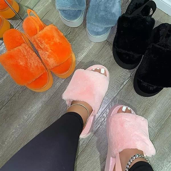 Thick Bottom Fur Slippers