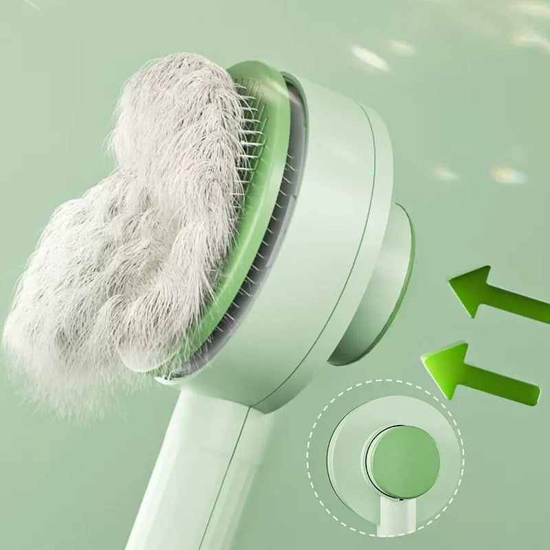 2-in-1 cleansing pet hair removal brush