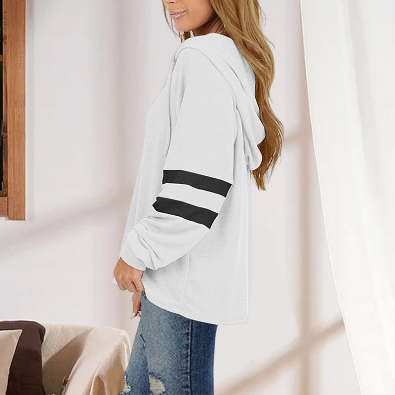 Hooded Drawstring Solid Sweatshirt