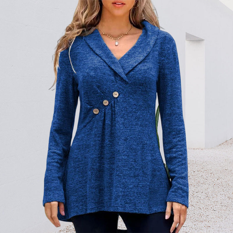 Solid Color Top with Buttons and Long Sleeves