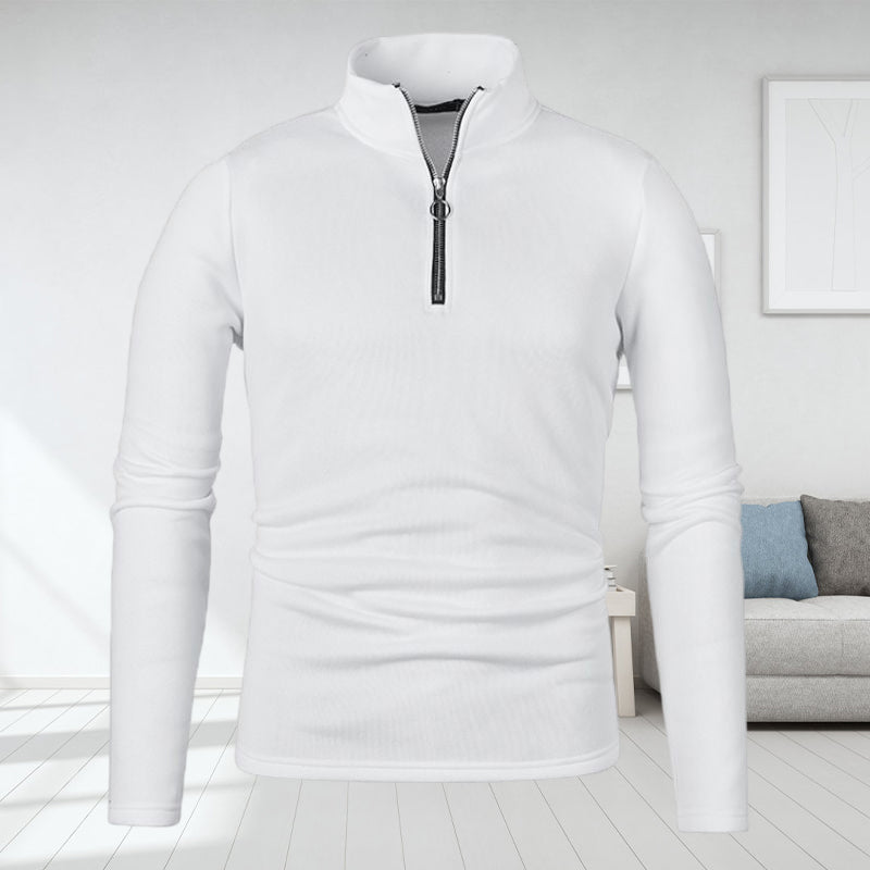 Men's Placket Zip Design Solid Color Turtleneck Jacket