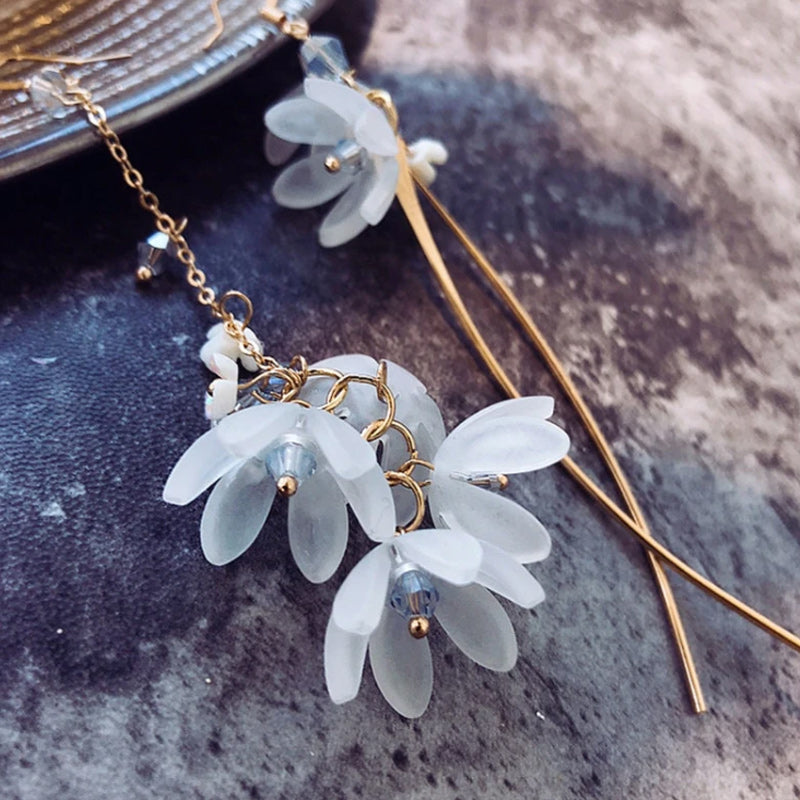 Asymmetric Flower Drop Earrings