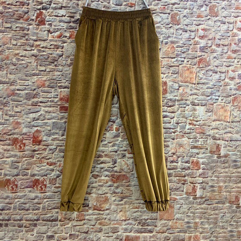 Gold Velvet Straight-leg Pants