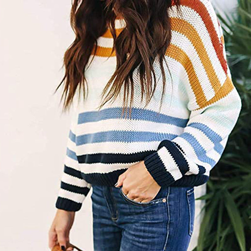 Striped Colorblock Pullover Sweater