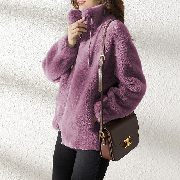 Padded Coat Stand-collar Double-faced Fleece Jacket