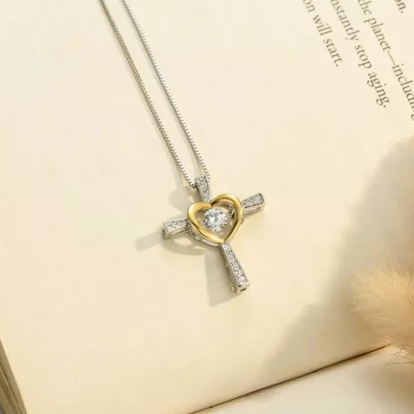 To My Soulmate Cross and Heart Necklace