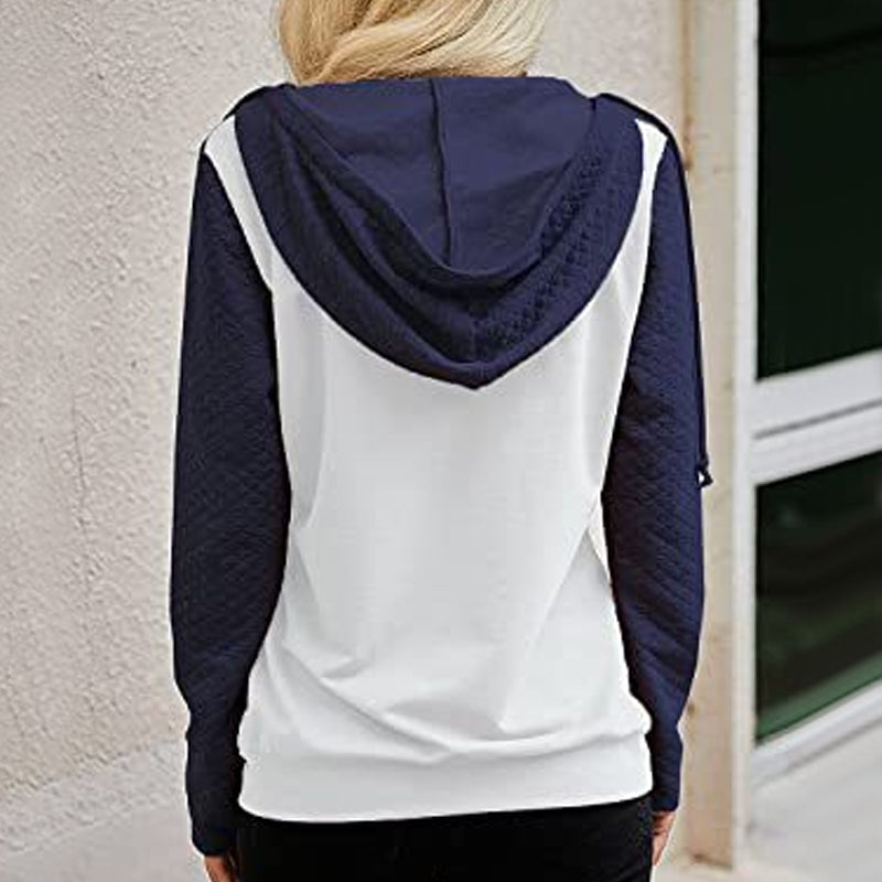 Hooded Zip-panel Contrast Pocket Sweatshirt