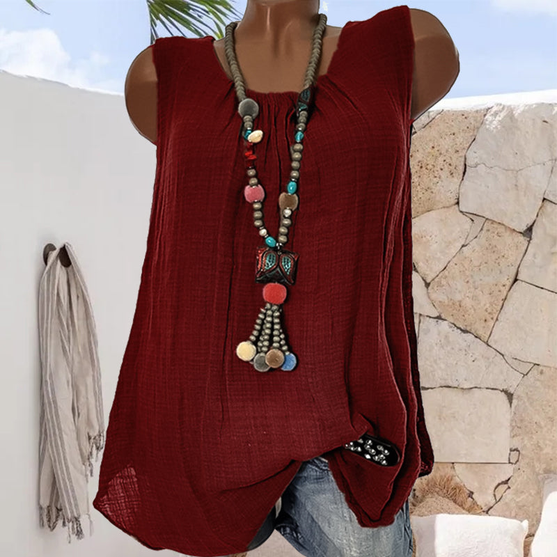 Comfortable Casual Round Neck Sleeveless T-Shirt