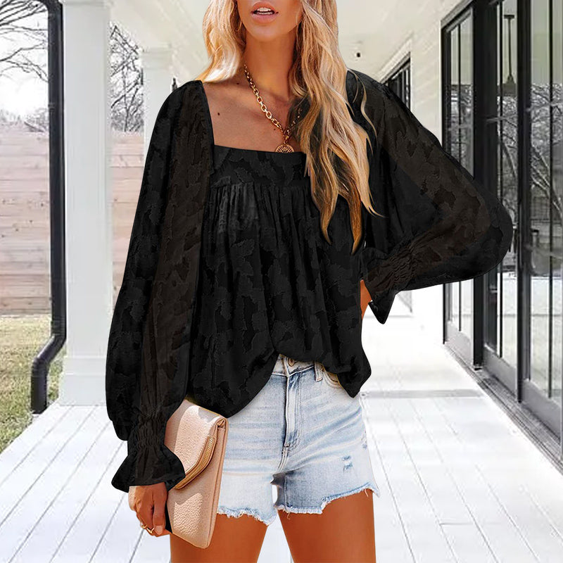 Womens Long Sleeve Tops Square Neck