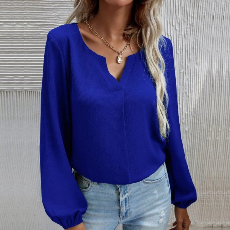 Solid Color Long Sleeve Chiffon Shirt
