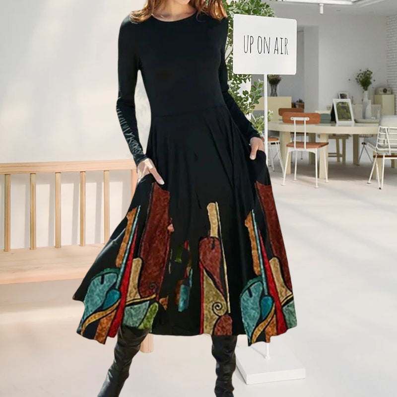 Long Sleeve Printed Dress