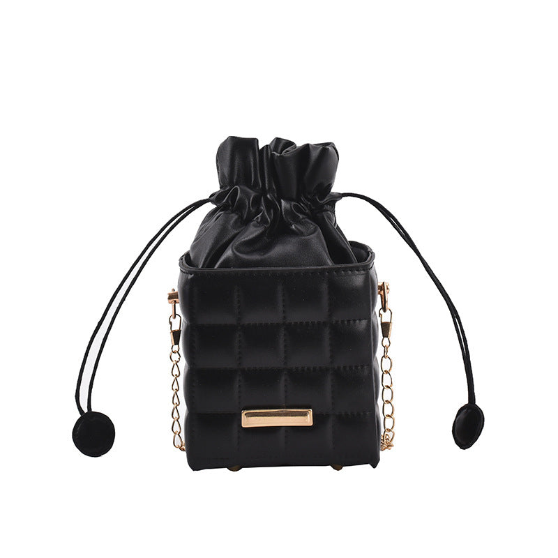 Checker Drawstring Crossbody Bag