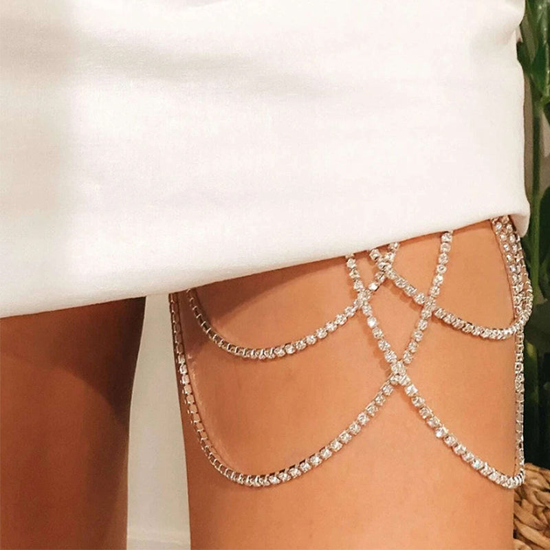 Rhinestone Multilayer Leg Chain