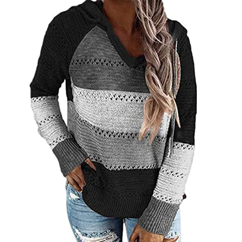 Knitted Sweater with Hood