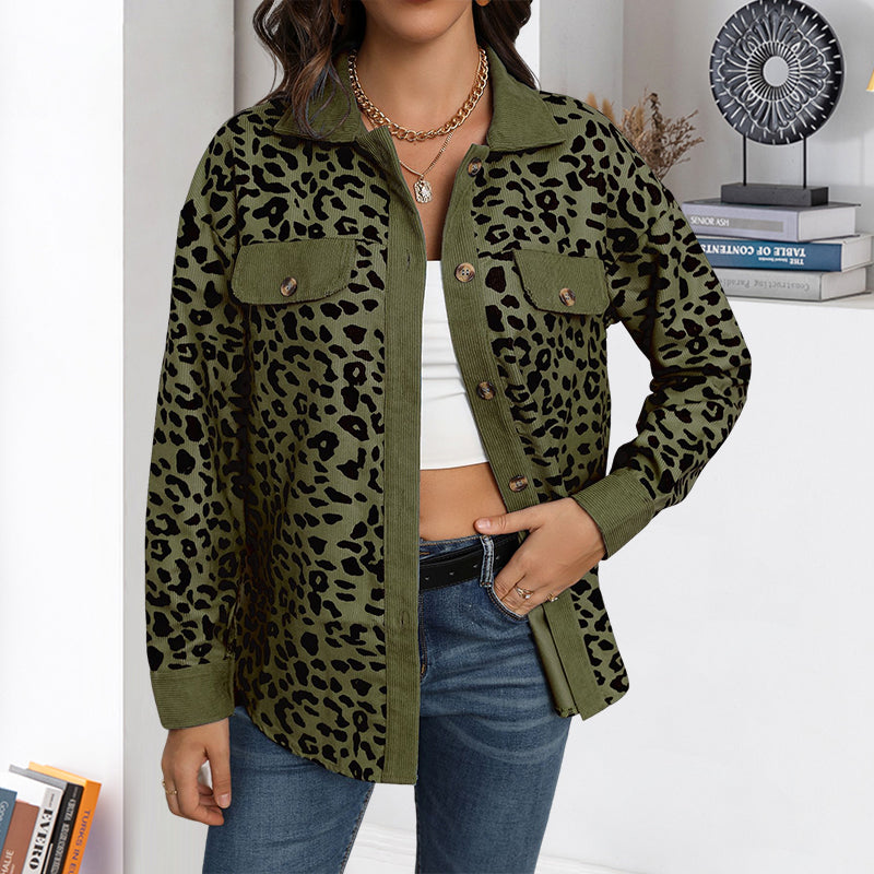 Corduroy Leopard Print Jacket