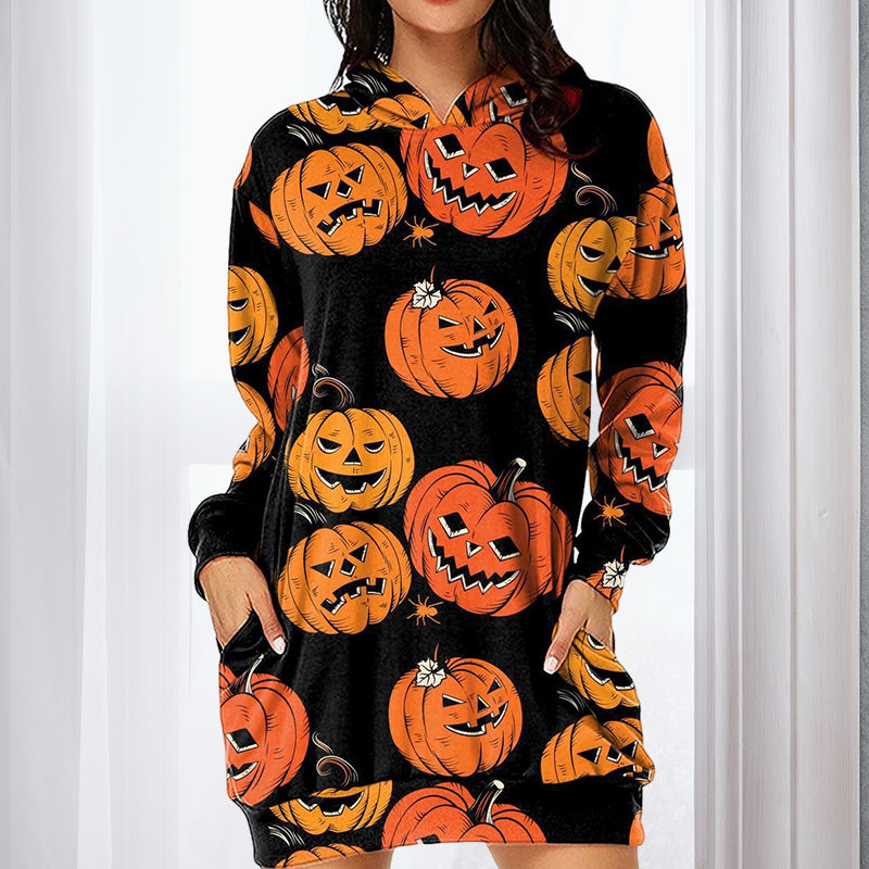 Pumpkin Digital Print Hoodie