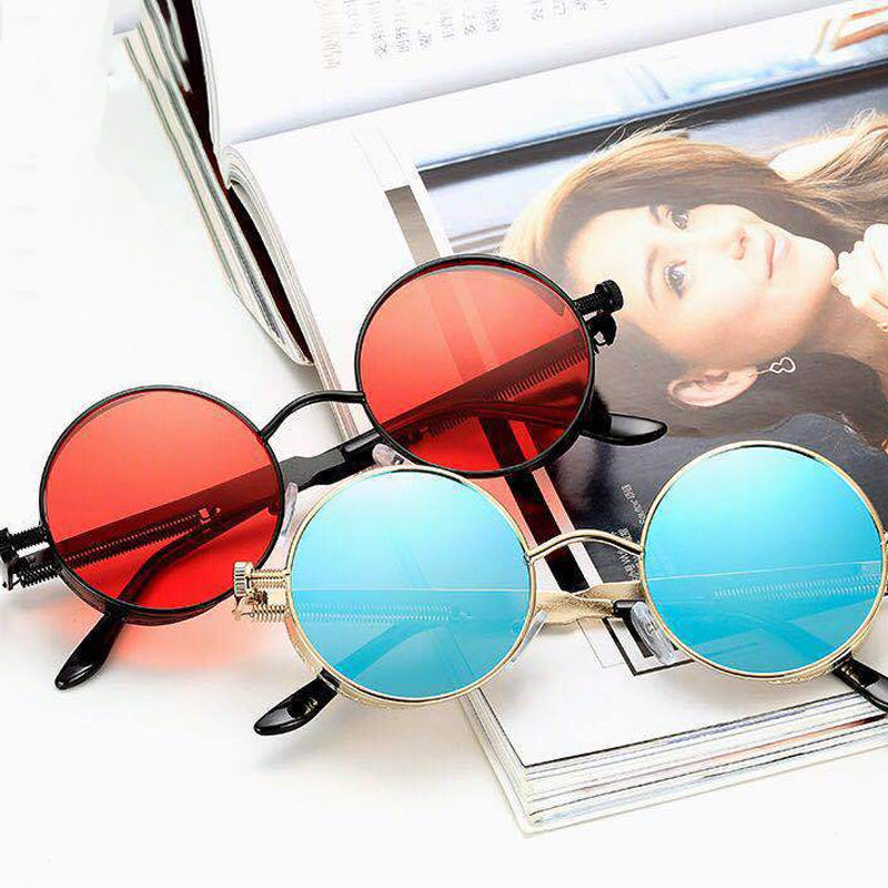 Sunglasses Steampunk Round Lens Metal Frame Unisex Glasses