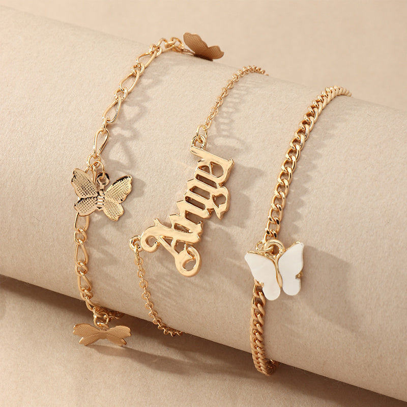 Angel Butterfly Anklet 3 Piece Set