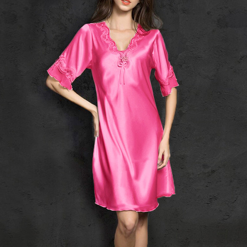 Faux Silk Pajama Dress