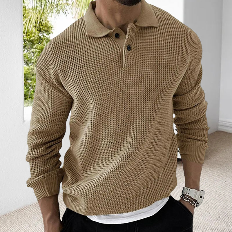 Waffle Lapel Sweater