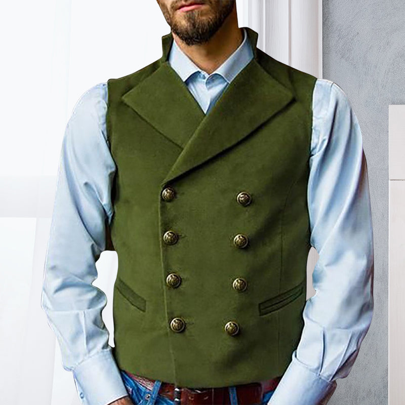 Solid Double Breasted Vest