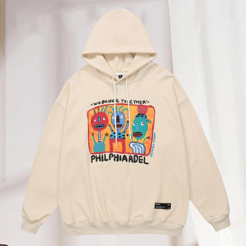 Ladies Autumn Cartoon Graffiti Print Hoodie