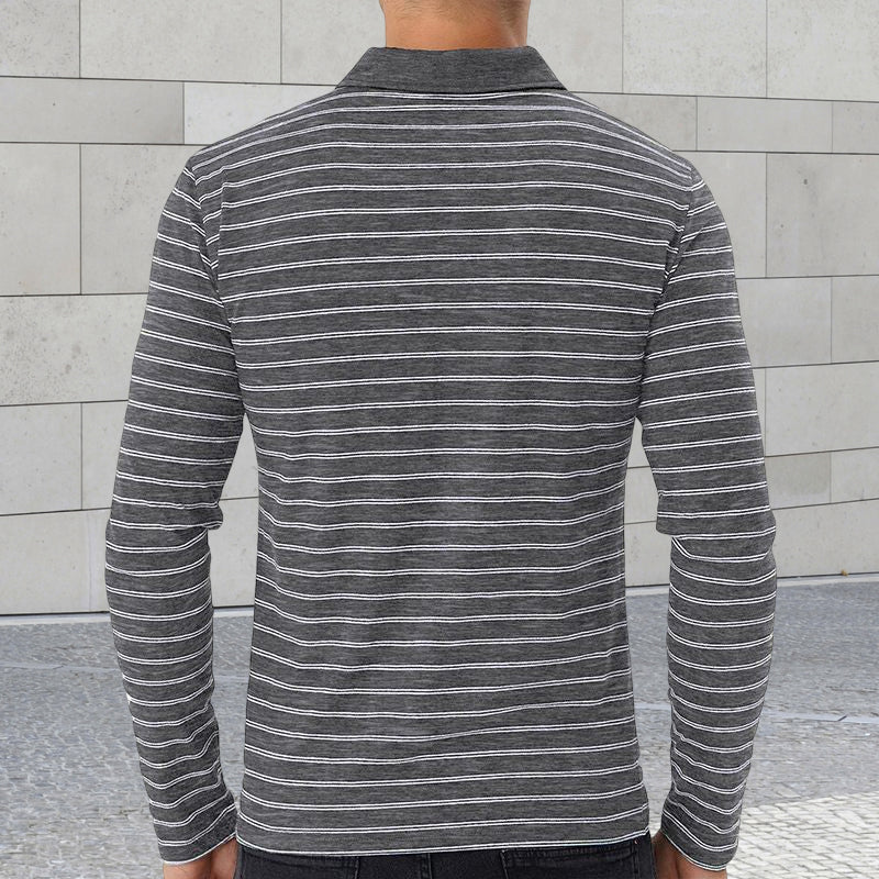 Striped Long Sleeve Polo Shirt