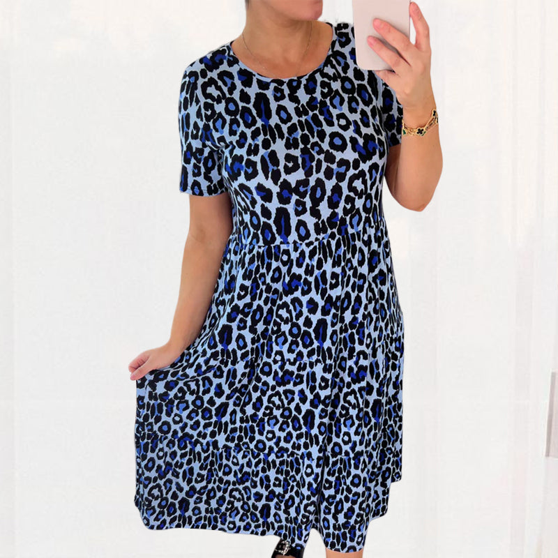 Leopard Print Tiered Midi Dress