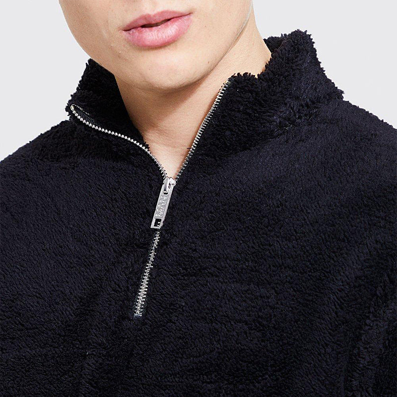 Mens Fuzzy Sherpa Pullover Long Sleeve Sweatshirts