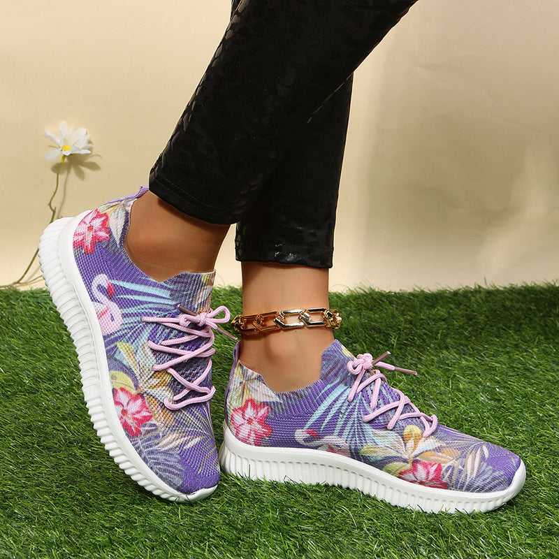 Printed Lace-Up Sneakers