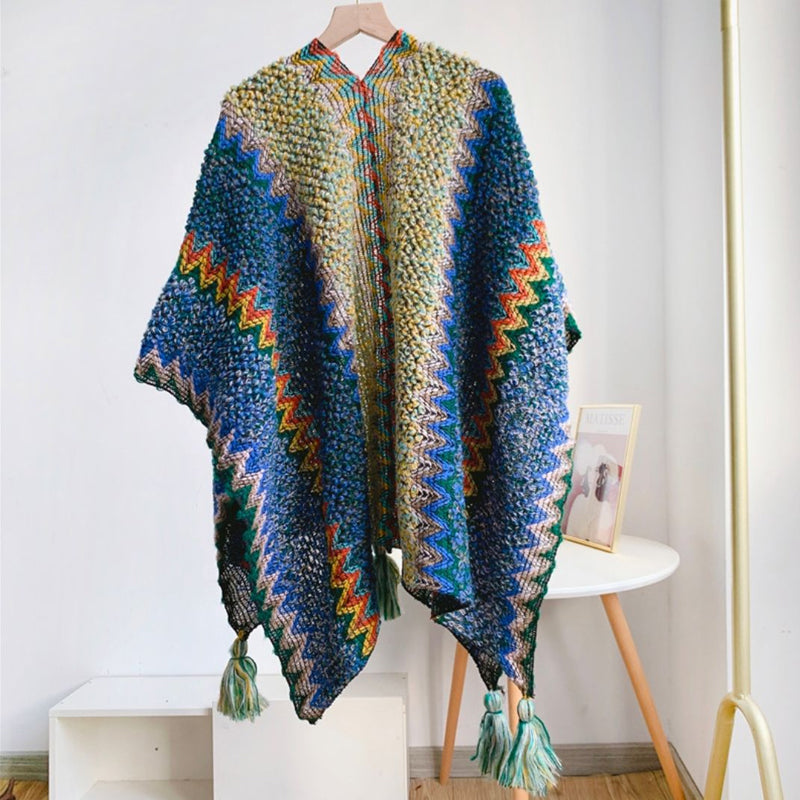 Ethnic Style Knitted Shawl