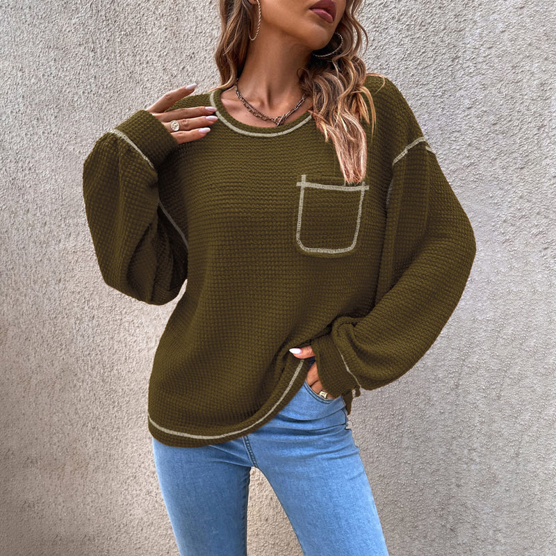 Women's Waffle Knit Tunic Tops Long Sleeve Shirt