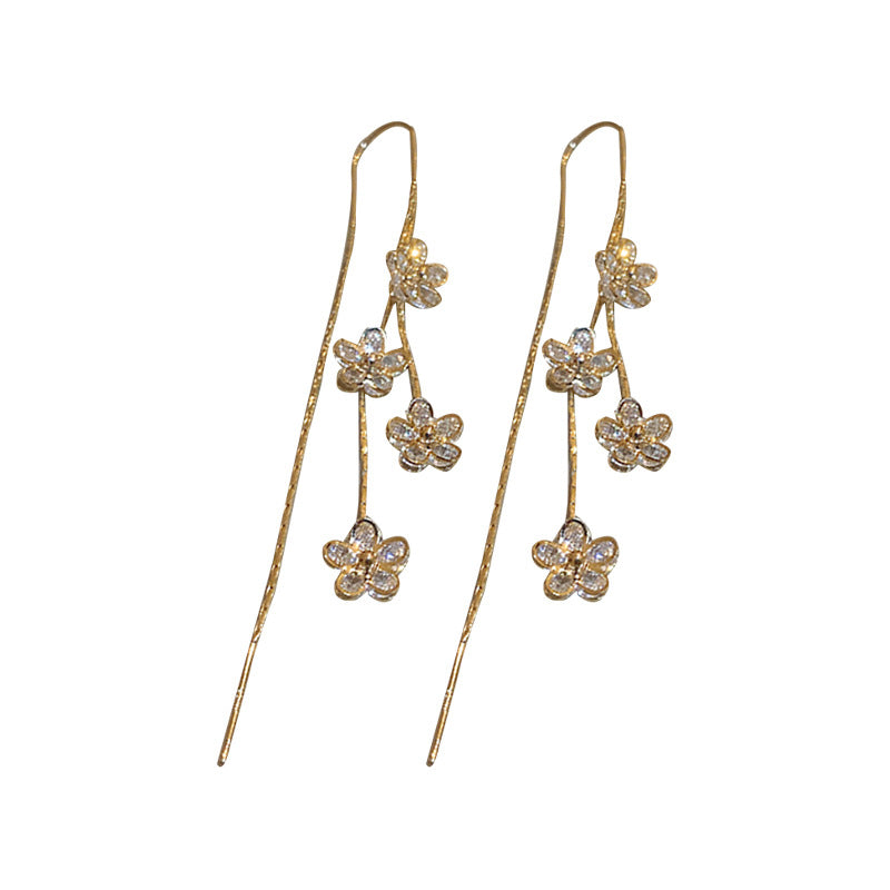 Flower Long Tassel Earrings
