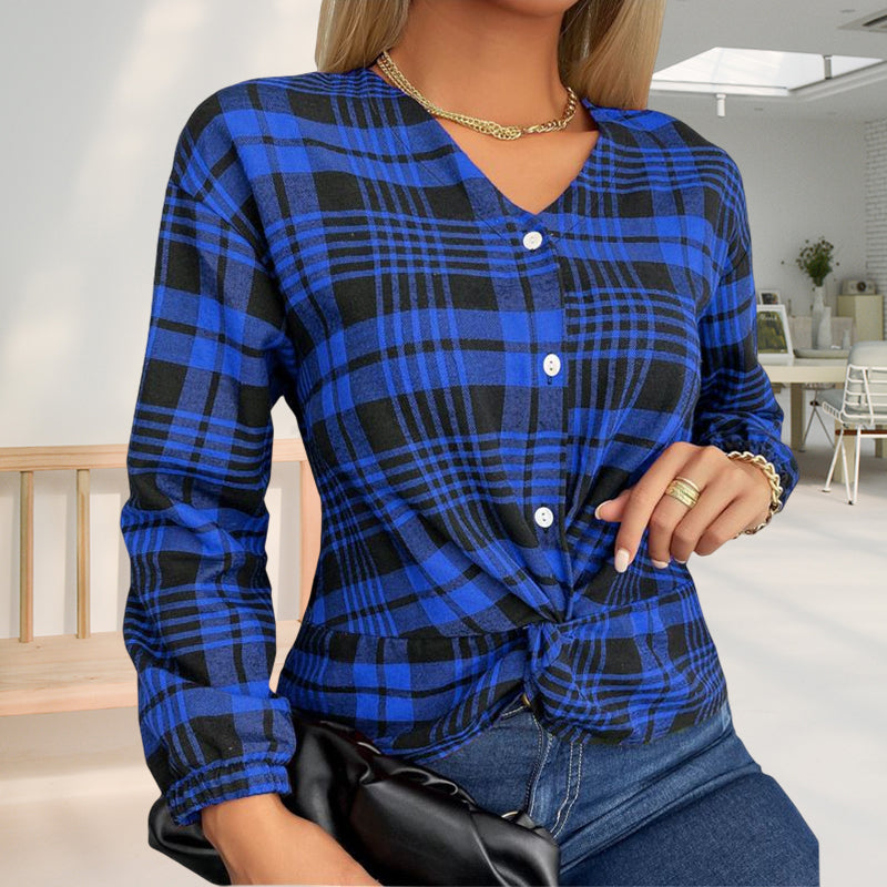 Women's V-Neck Check T-Shirt