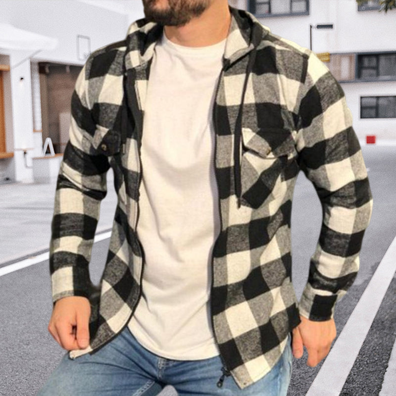 Men's Zip Plaid Shirt