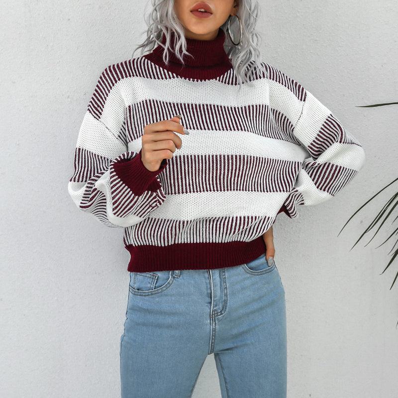 Lantern Sleeve Striped Sweater